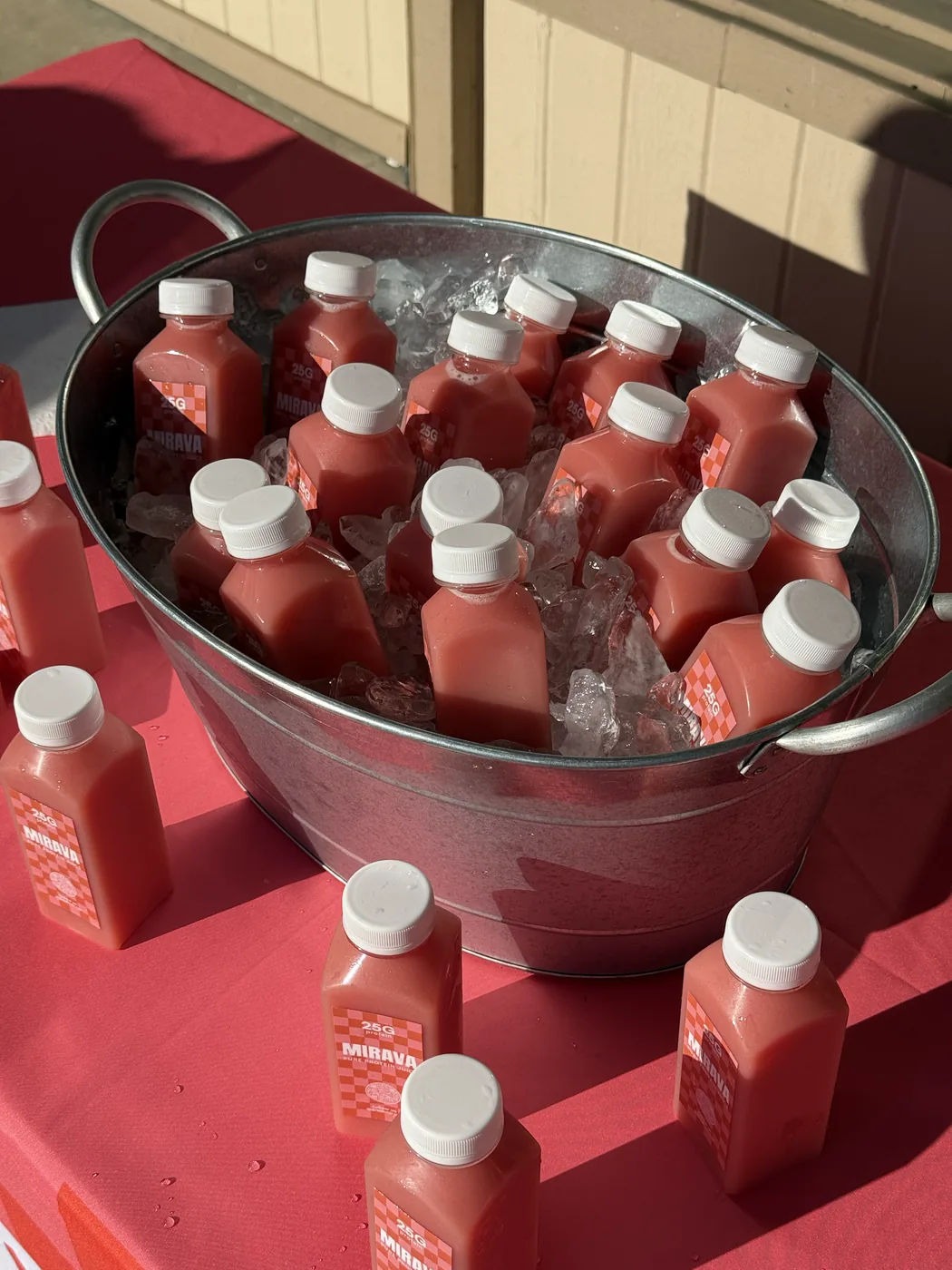 MIRAVA watermelon protein juice on ice